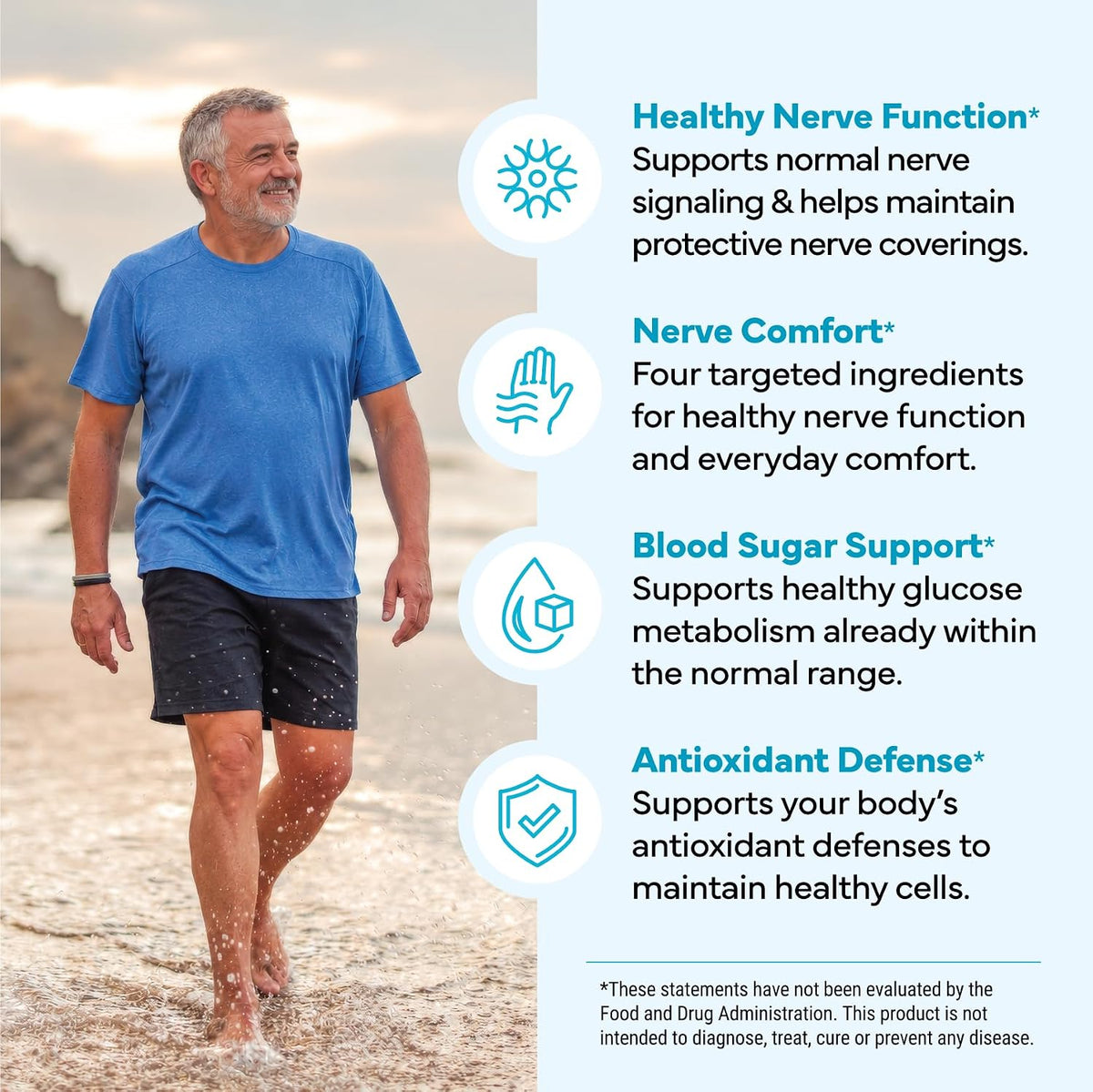 Healthy nerve function, nerve comfort, blood sugar and antioxidant support
