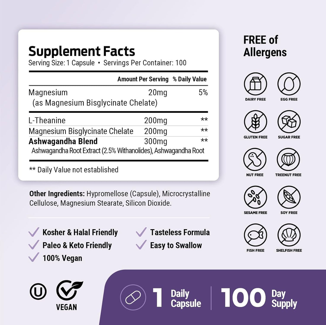 L-Theanine 200mg with Ashwagandha & Magnesium